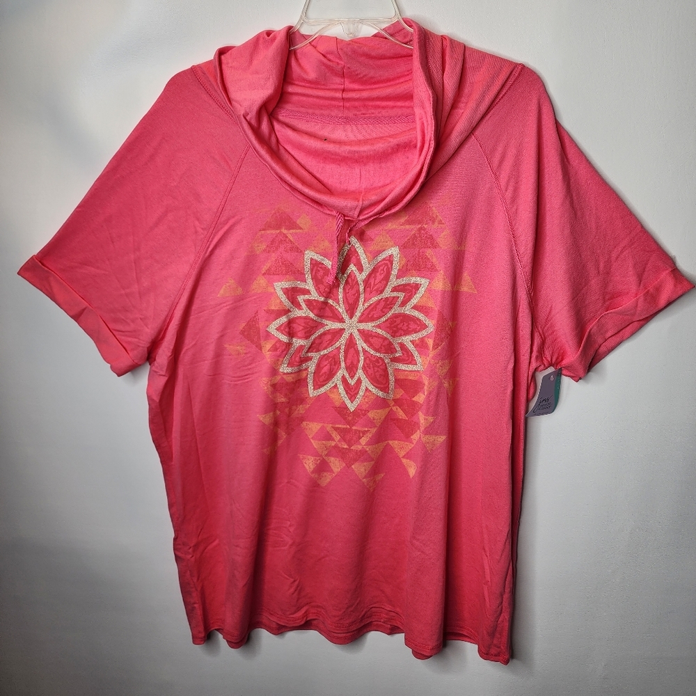 Just My Size Top Short Sleeve Pink Plus Size 4X 26W/28W NWT
